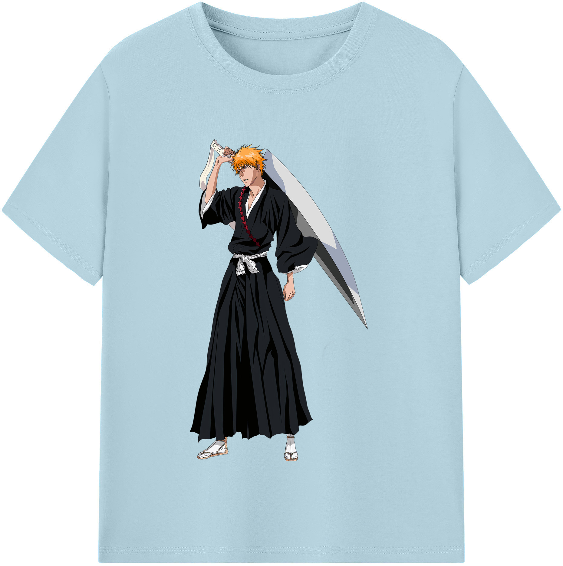 （画像用） ブリーチ 黒崎一護（くろさき いちご）BLEACH Kurosaki Ichigo 綿100％半袖Tシャツ（フロントプリント）